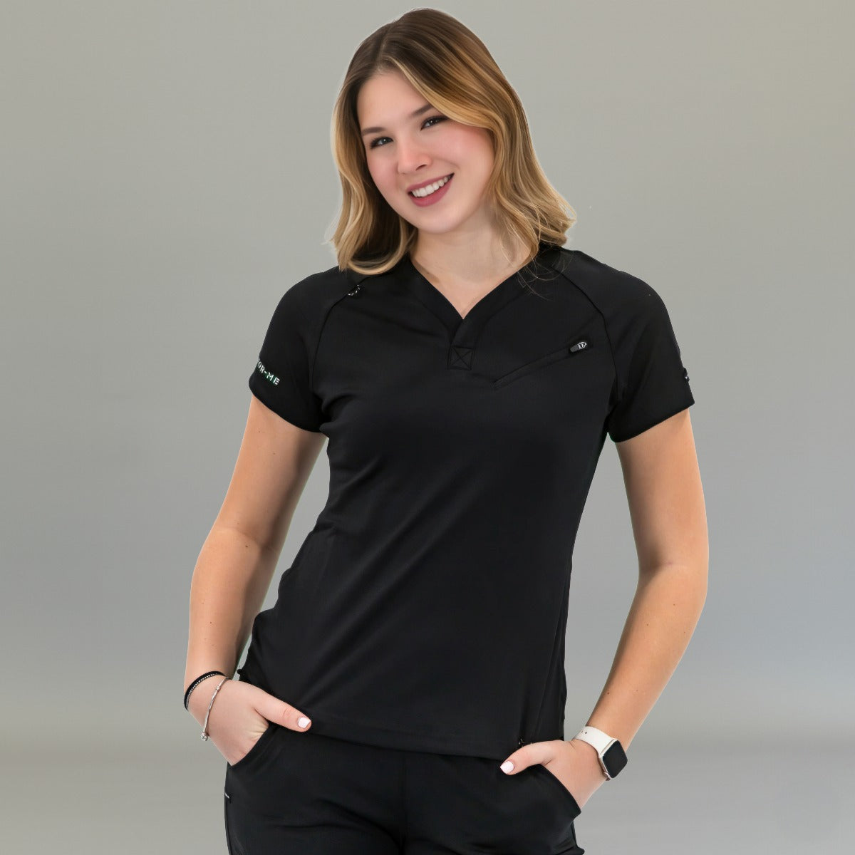 Women's Top 905 Black, Super Stretch Scrubs