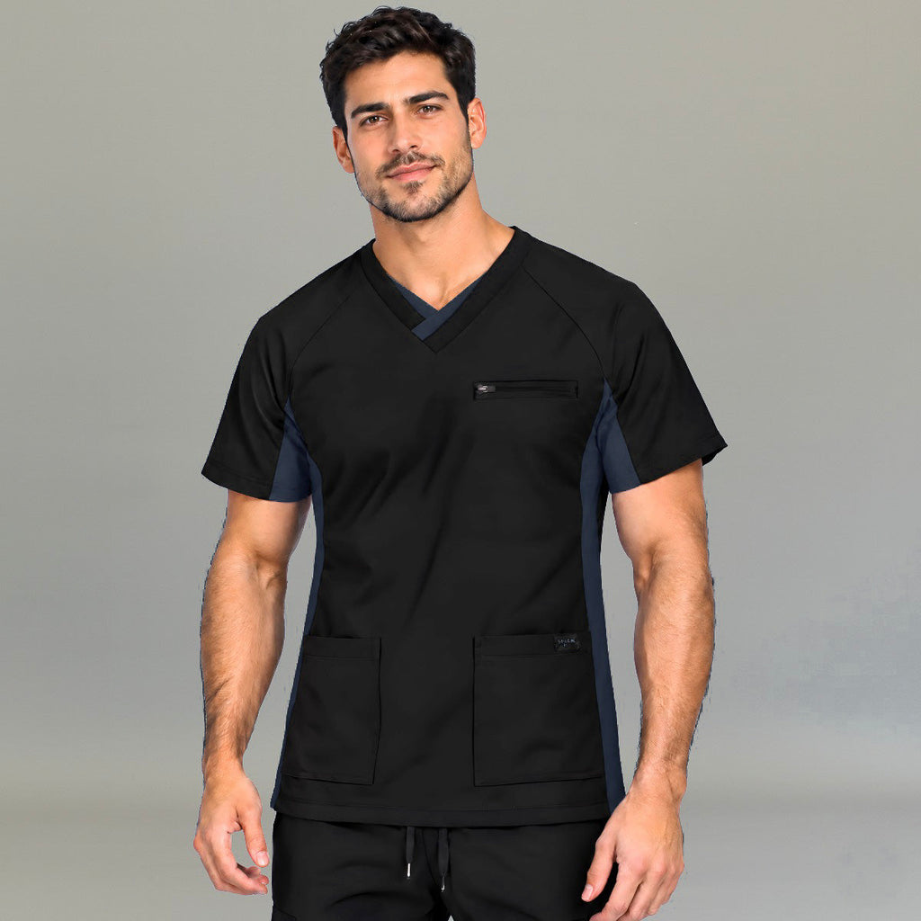 Men's Scrub Top 940 Black with Grey Detail Super Stretch — view 1 de 5
