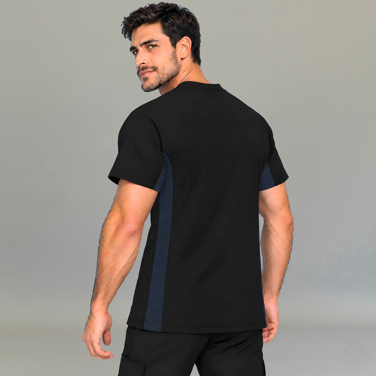 Men's Scrub Top 940 Black with Grey Detail Super Stretch — view 2 de 5