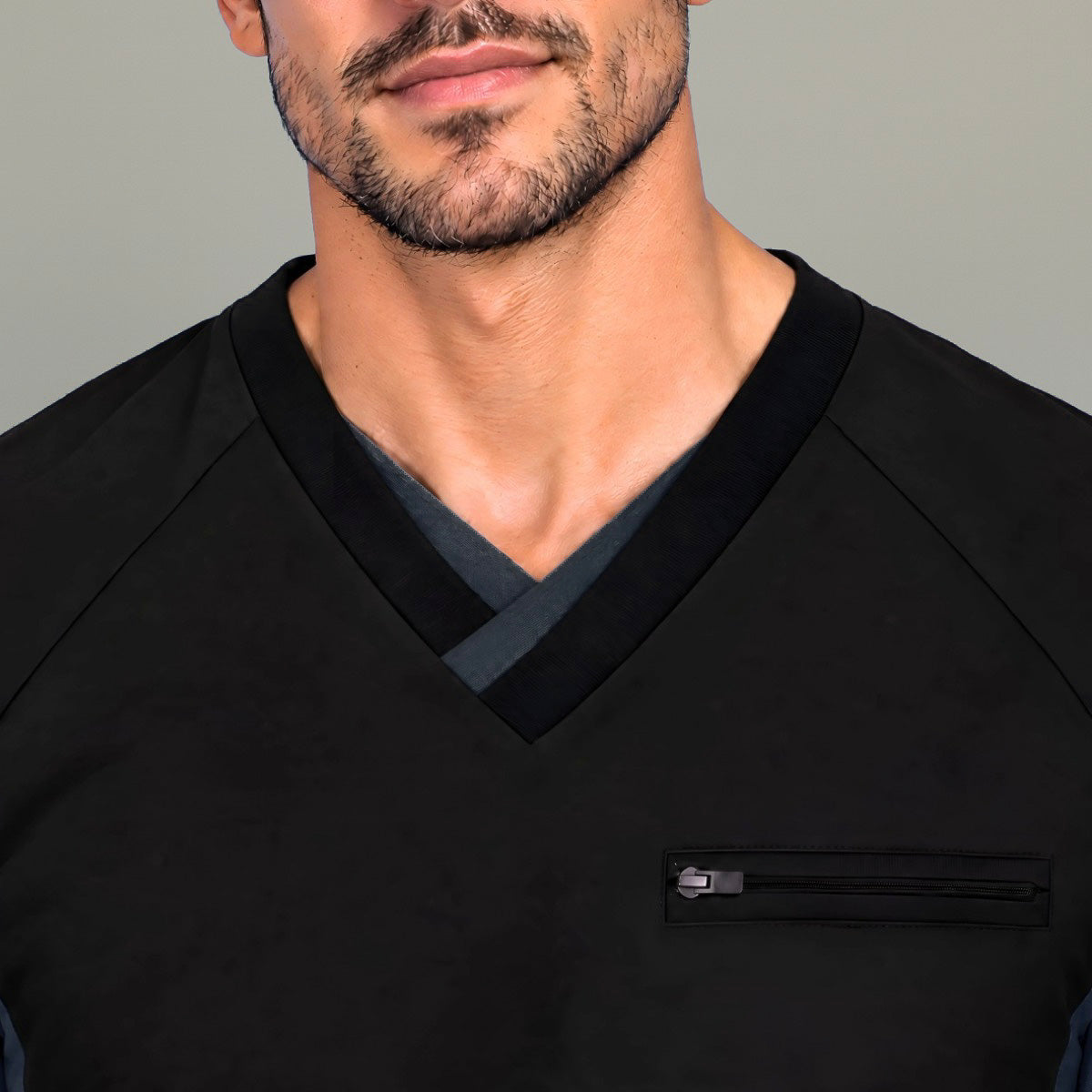 Men's Scrub Top 940 Black with Grey Detail Super Stretch — view 4 de 5