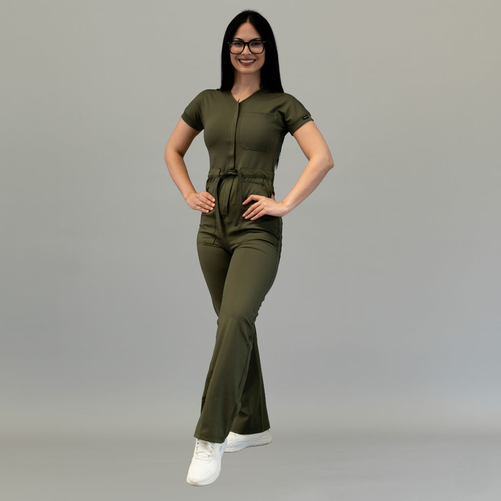 Women’s Style 945 Olive Green Super Stretch Scrub Jumpsuit