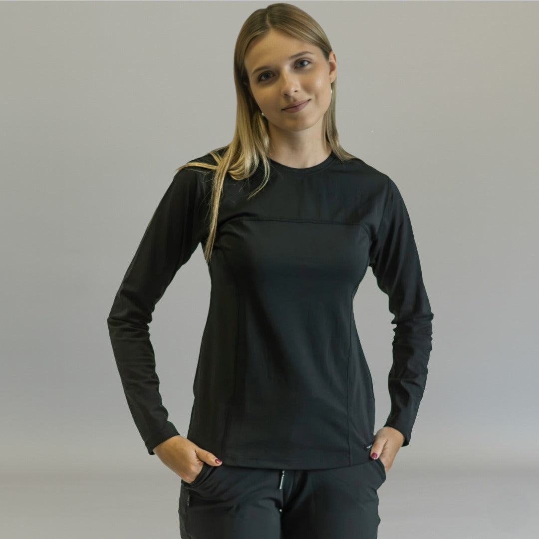 Women's Long Sleeve Underscrub | Black Super Stretch