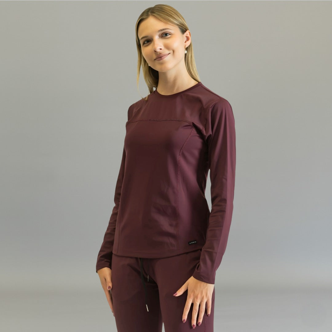 Women's Long Sleeve Underscrub | Maroon Super Stretch