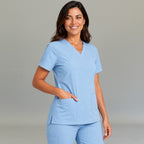 Women's 502 Plumbago Blue professional healthcare scrub top