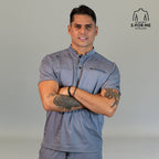 Men’s Heather Gray scrub top with butter-soft 4-way stretch fabric