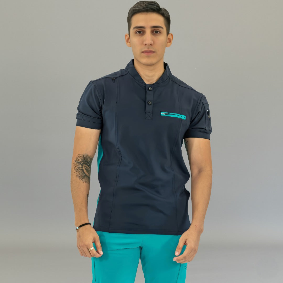 Men's Top 930 Navy-Green Super Stretch, Scrubs 930
