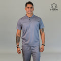 S-FOR-ME men’s Style 511 Heather Gray scrub top front view