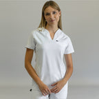 Women's scrub top 915 White — front view, slim fit V-neck, S-FOR-ME Scrubs