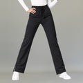 Women's black lightweight scrub pants 502 front view with drawstring waist and cargo pocket — S-FOR-ME fluid-resistant medical uniform