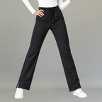 Women's black lightweight scrub pants 502 front view with drawstring waist and cargo pocket — S-FOR-ME fluid-resistant medical uniform