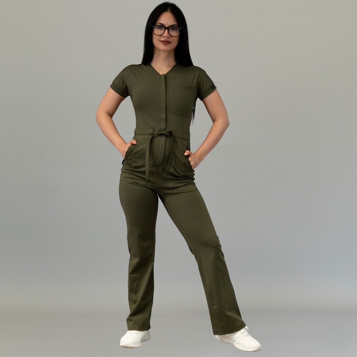 Women’s Style 945 Olive Green Super Stretch Scrub Jumpsuit