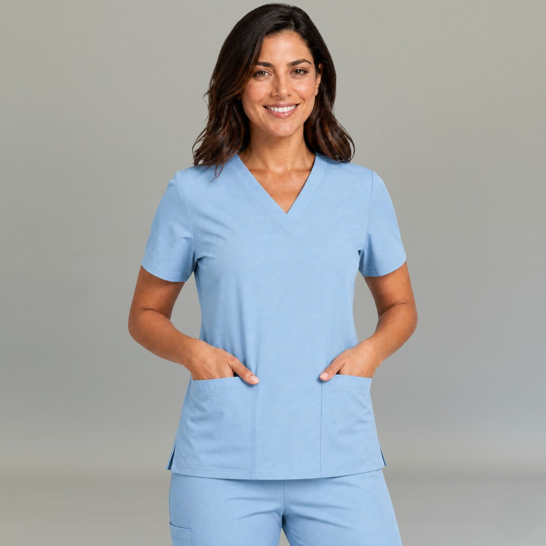 Women's 502 Plumbago Blue lightweight fluid-resistant scrub top