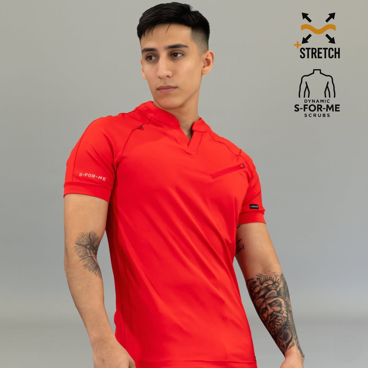 Men's Top 905 Red, Scrubs Super Stretch – S-FOR-ME Scrubs