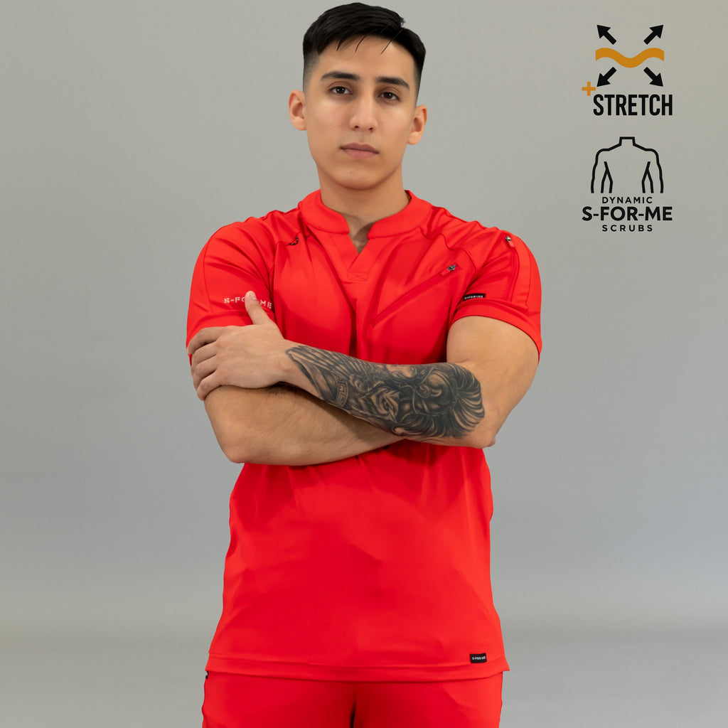 Men's Top 905 Red, Scrubs Super Stretch