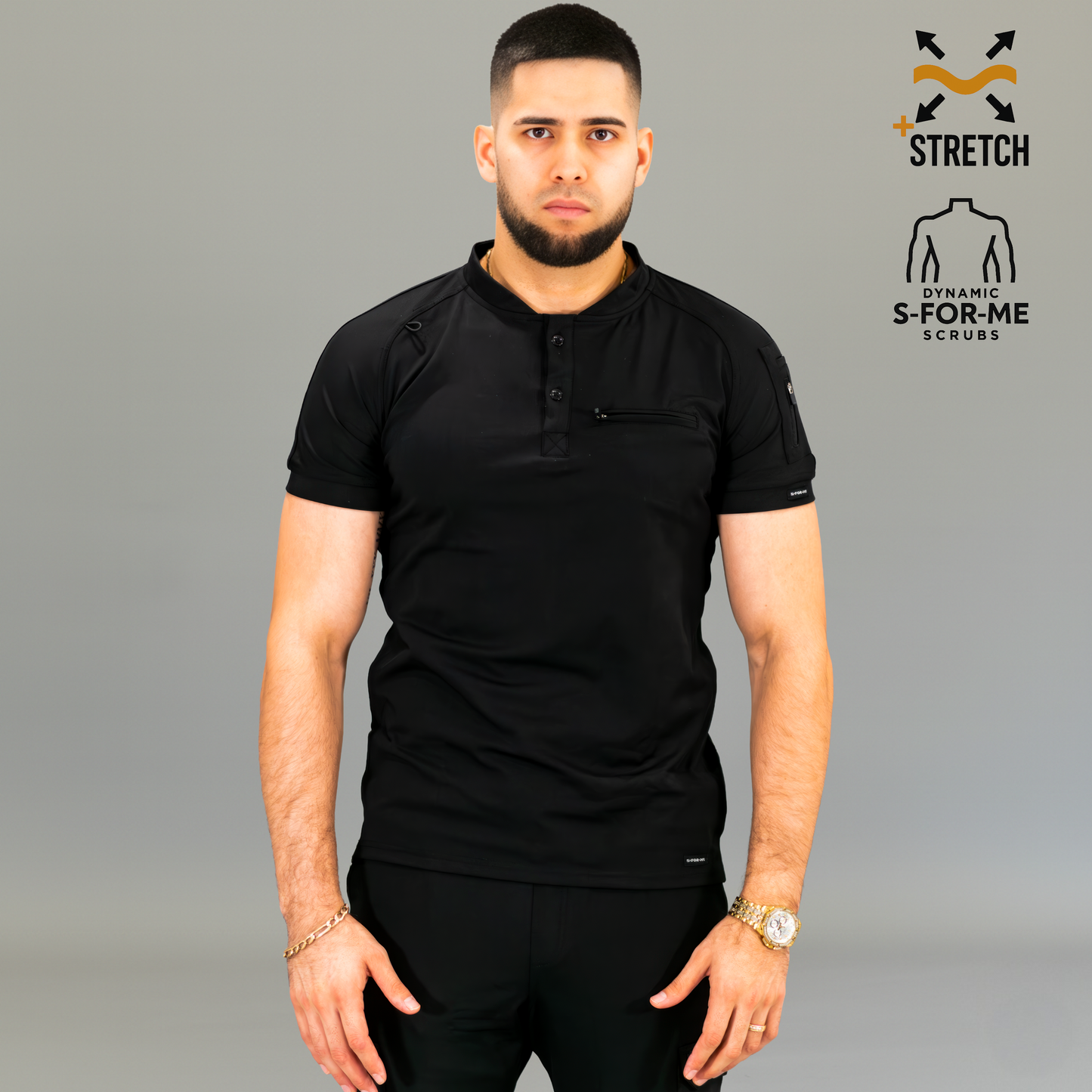 Men's Top 901 Black Super Stretch, Scrubs 901