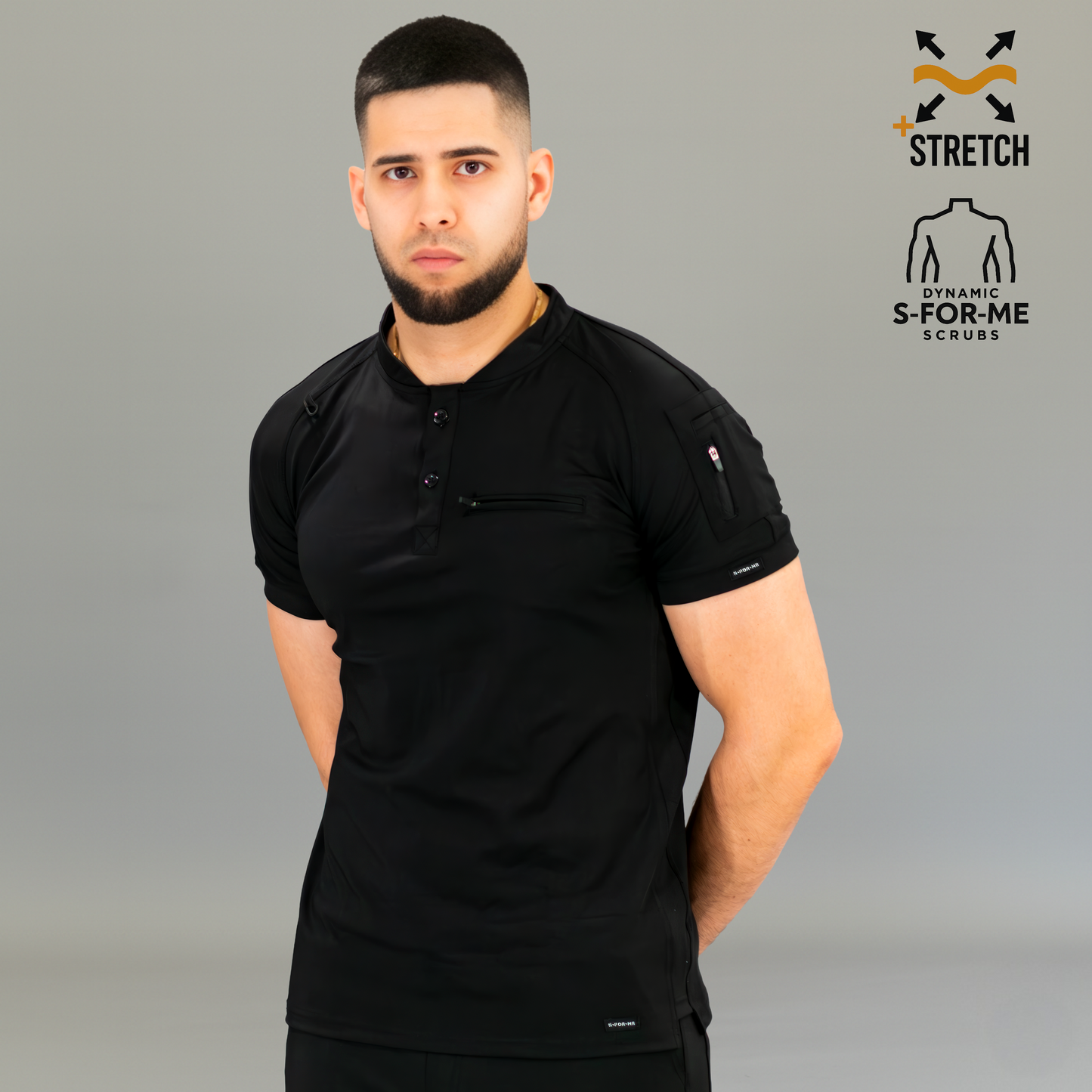 Men's Top 901 Black Super Stretch, Scrubs 901