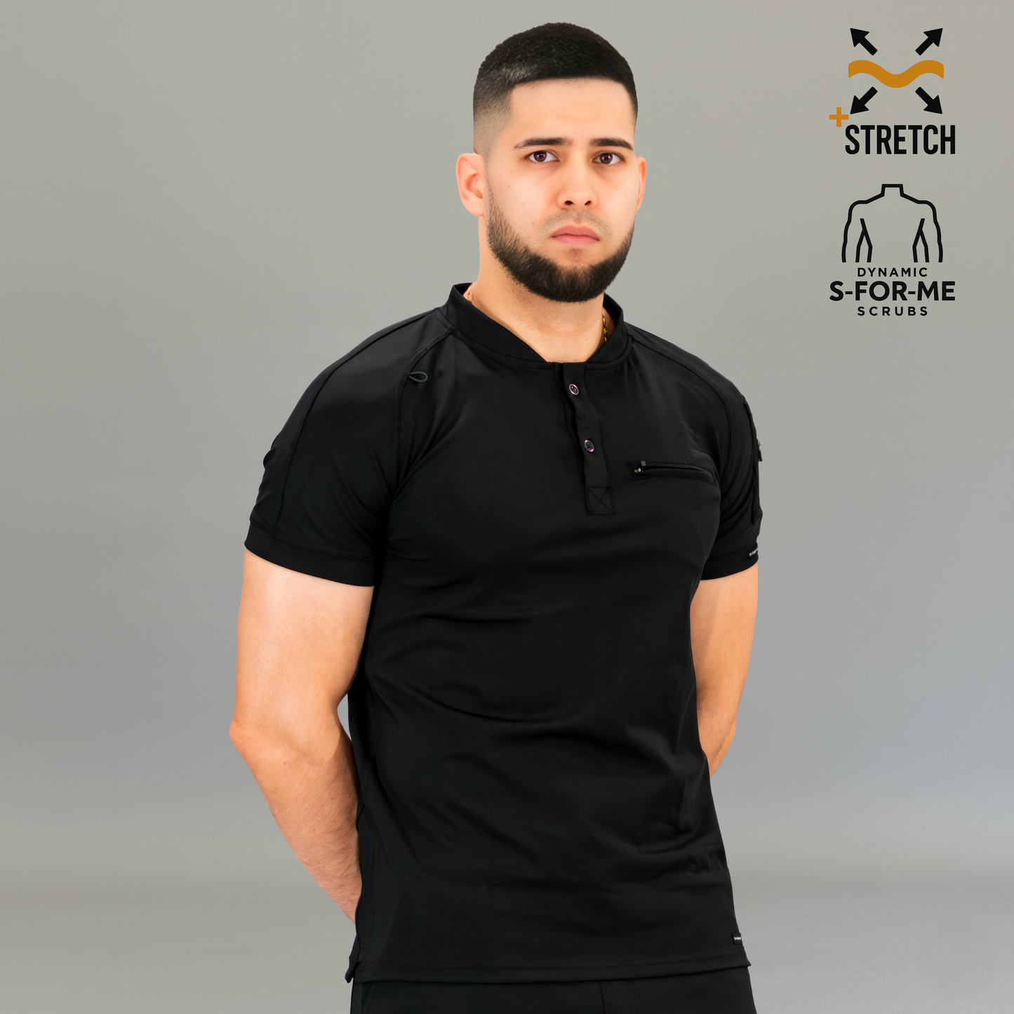 Men's Top 901 Black Super Stretch, Scrubs 901