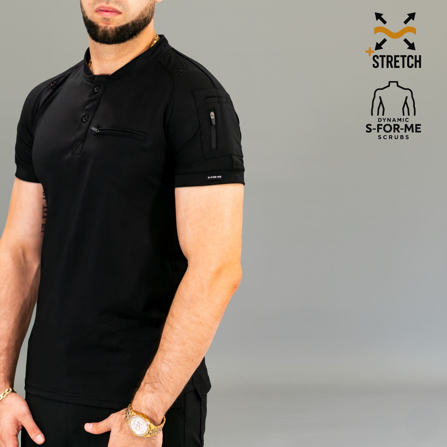 Men's Top 901 Black Super Stretch, Scrubs 901