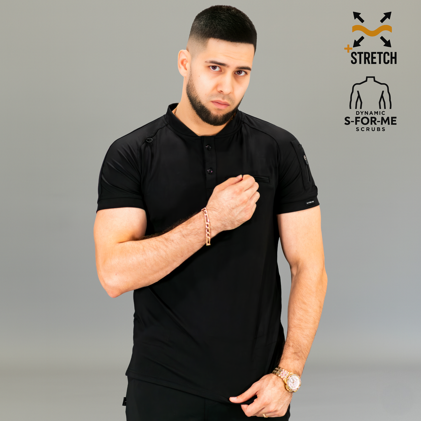 Men's Top 901 Black Super Stretch, Scrubs 901