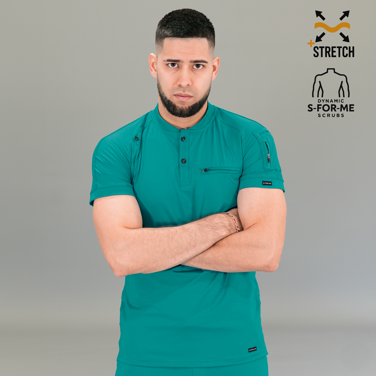 Men's Top 901 Teal Blue Super Stretch, Scrubs 901