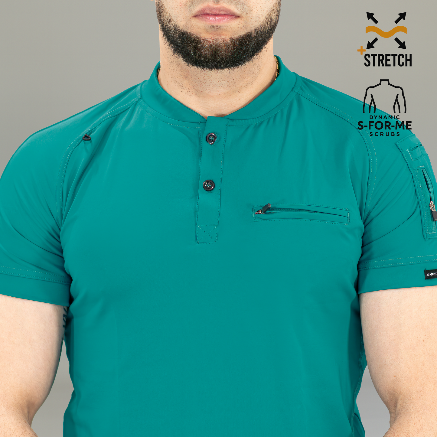 Men's Top 901 Teal Blue Super Stretch, Scrubs 901