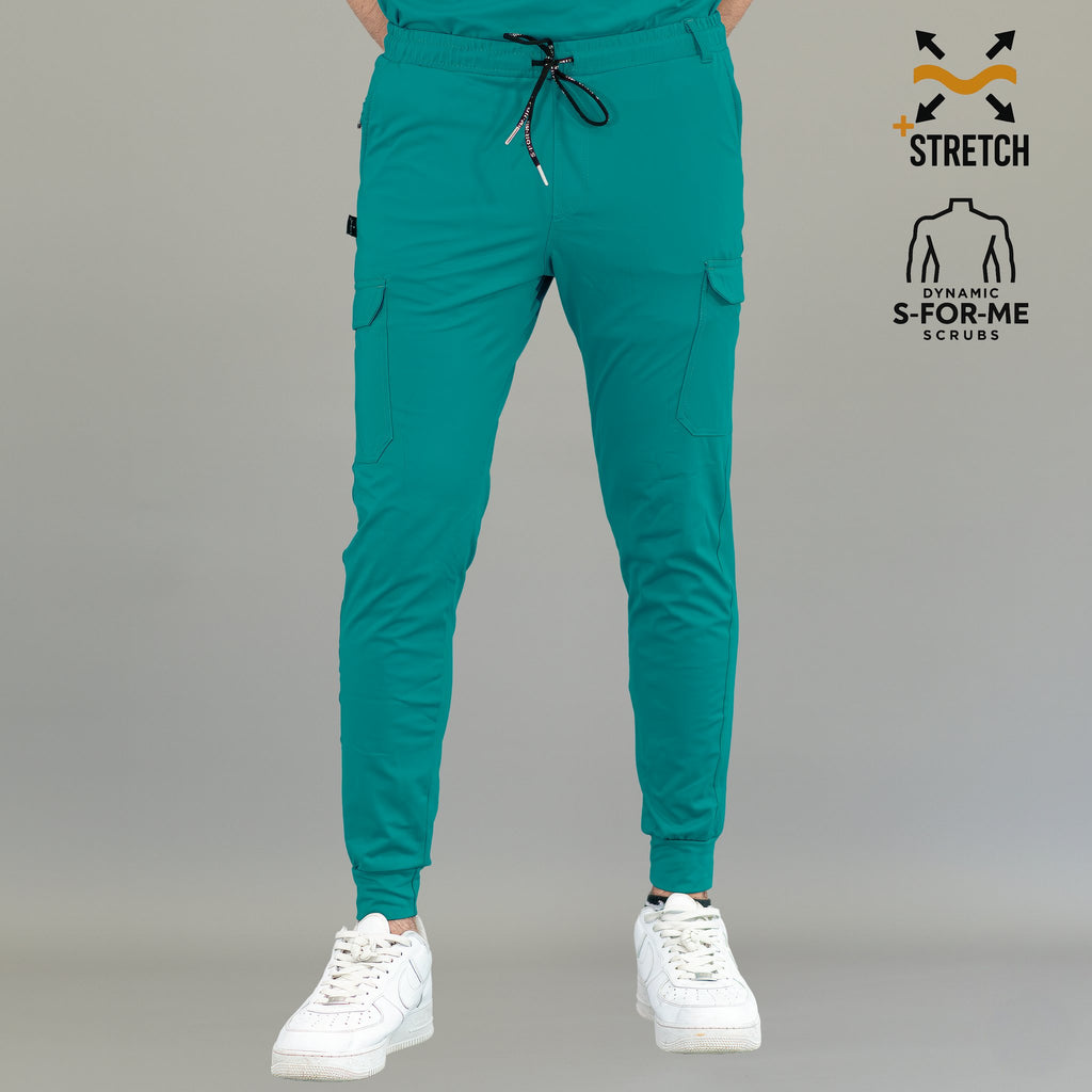 Teal men's jogger pants 901 super stretch polyester spandex