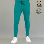 Teal men's jogger pants 901 super stretch polyester spandex