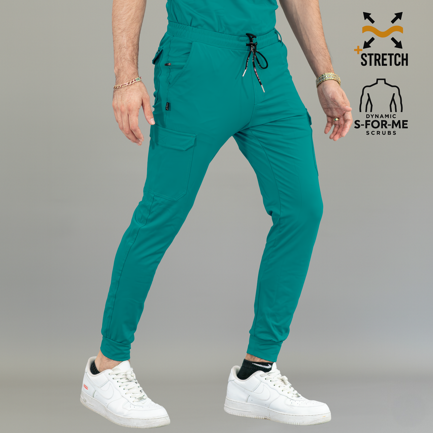 Men's Jogger Pants 901 Teal Blue Super Stretch, Scrubs 901