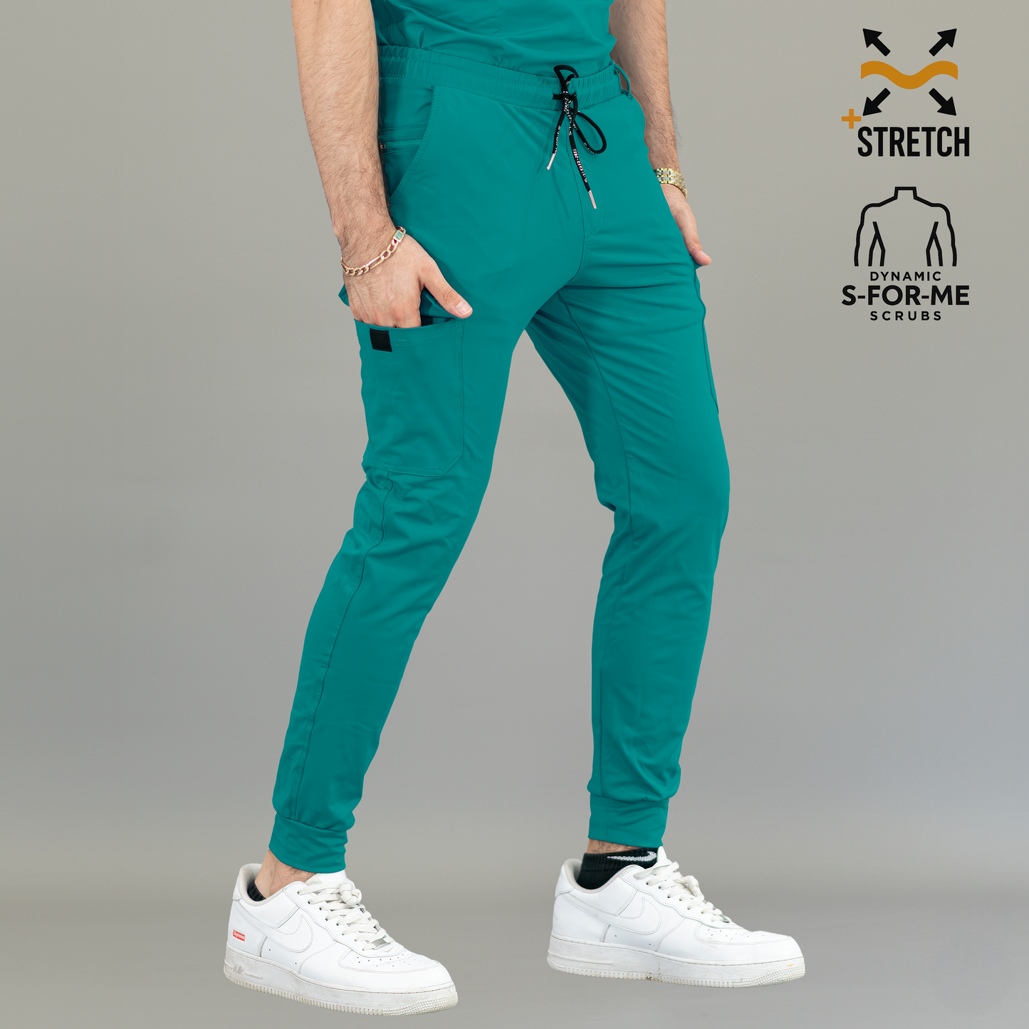 Men's Jogger Pants 901 Teal Blue Super Stretch, Scrubs 901