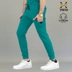 Teal blue scrub jogger pants for men 6 pockets super stretch