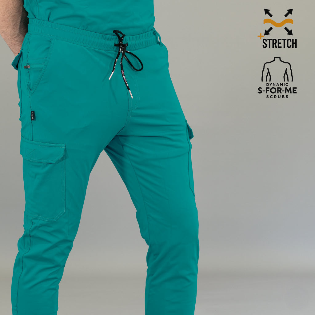Men's teal nursing jogger pants 4-way stretch wrinkle resistant