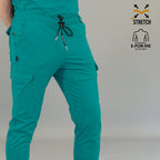 Men's teal nursing jogger pants 4-way stretch wrinkle resistant