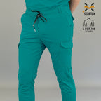 Men's teal blue jogger scrub pants 901 front view athletic fit
