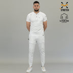 Complete men’s white medical uniform set with 901 scrub top