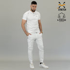 Complete men’s white medical uniform set with 901 scrub joggers