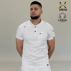 Men’s professional white scrub top with modern slim fit