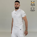 Men’s 901 white super stretch scrub top front view by S-FORME