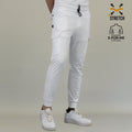 Men’s 901 white super stretch scrub jogger pants front view by S-FORME