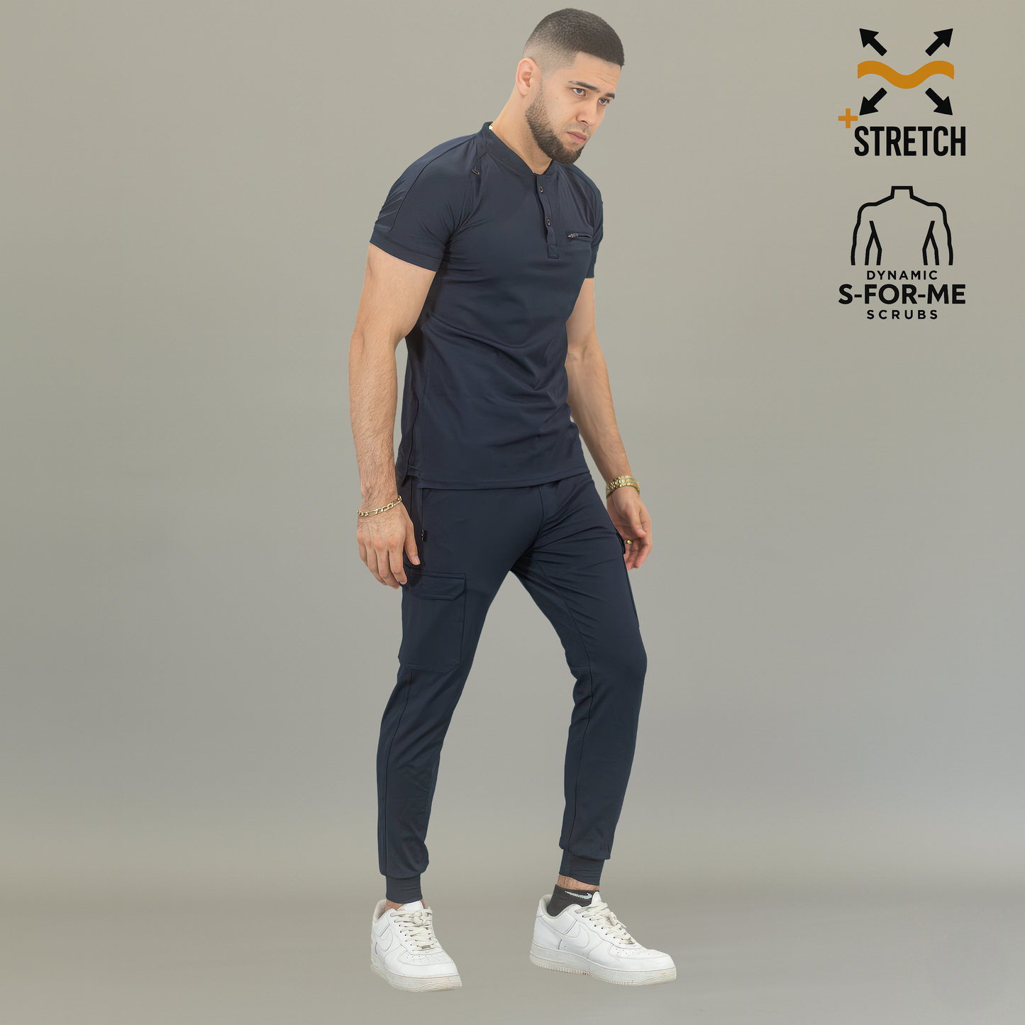 Men's Top 901 Navy Blue Super Stretch, Scrubs 901