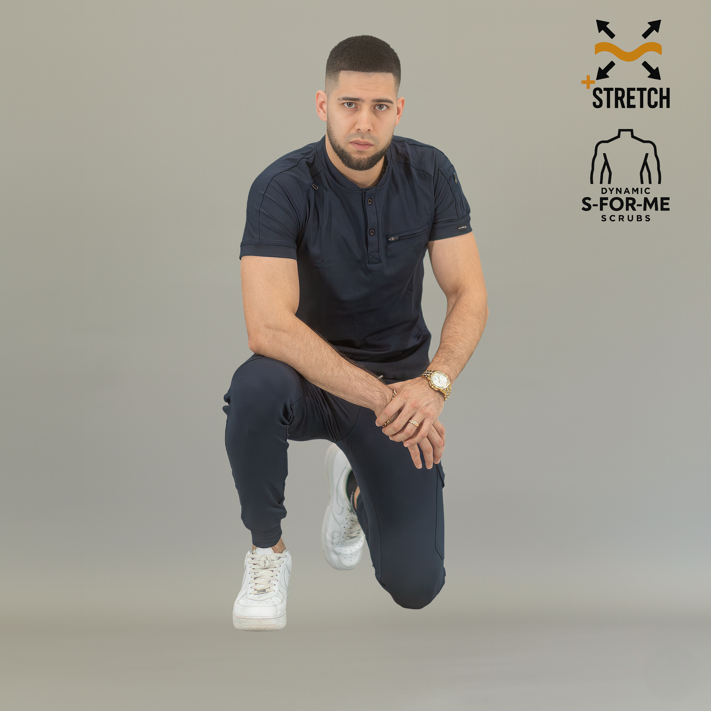 Men's Top 901 Navy Blue Super Stretch, Scrubs 901