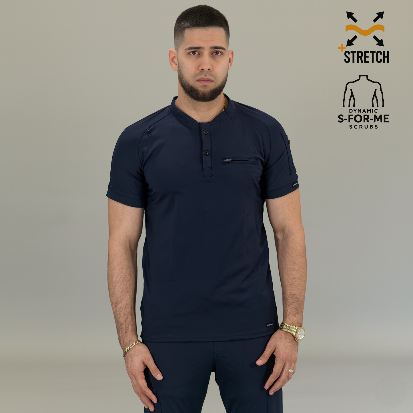 Men's Top 901 Navy Blue Super Stretch, Scrubs 901