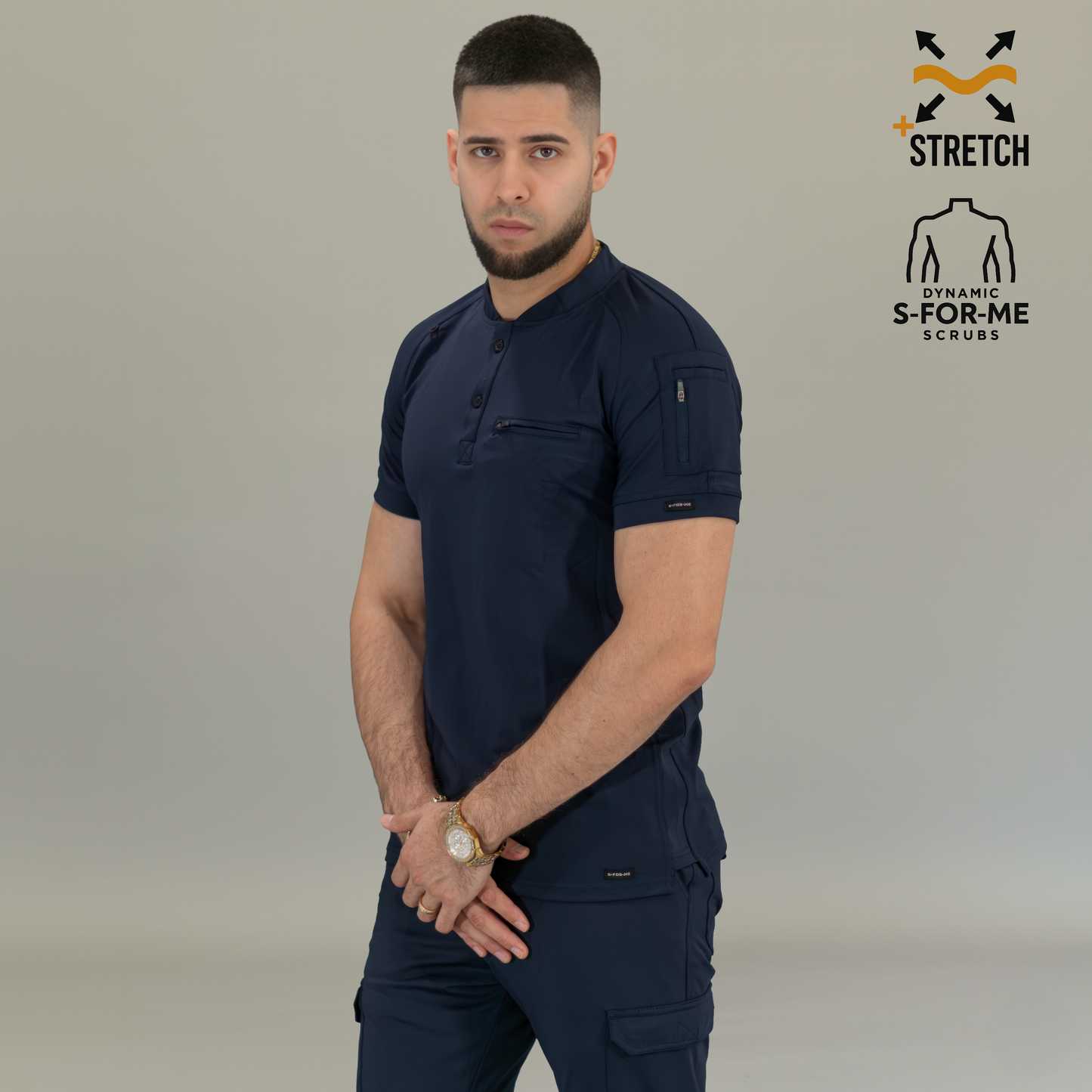 Men's Top 901 Navy Blue Super Stretch, Scrubs 901