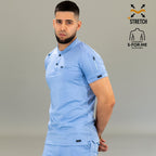 S-FOR-ME 901 Sky Blue scrub top with chest welt pocket detail