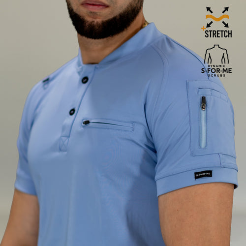 Men’s Sky Blue scrub top back view