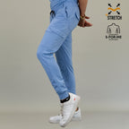 Men’s Sky Blue jogger scrub pants back view