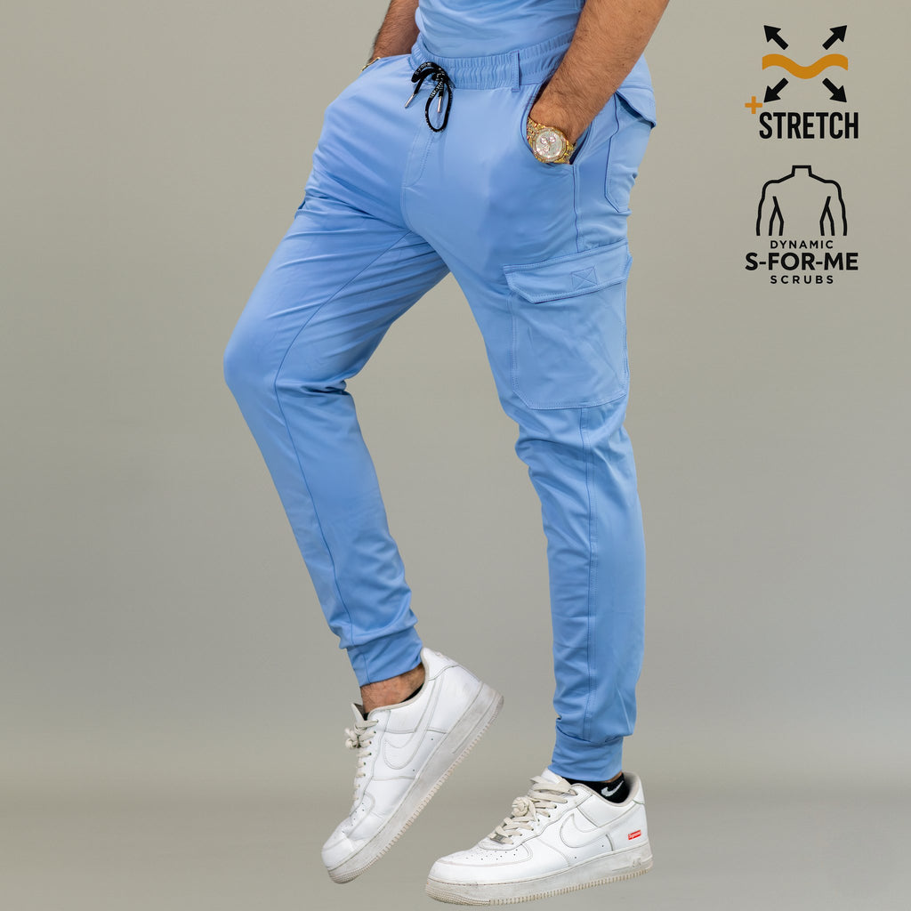Men’s 901 Sky Blue Super Stretch jogger scrub pants front view