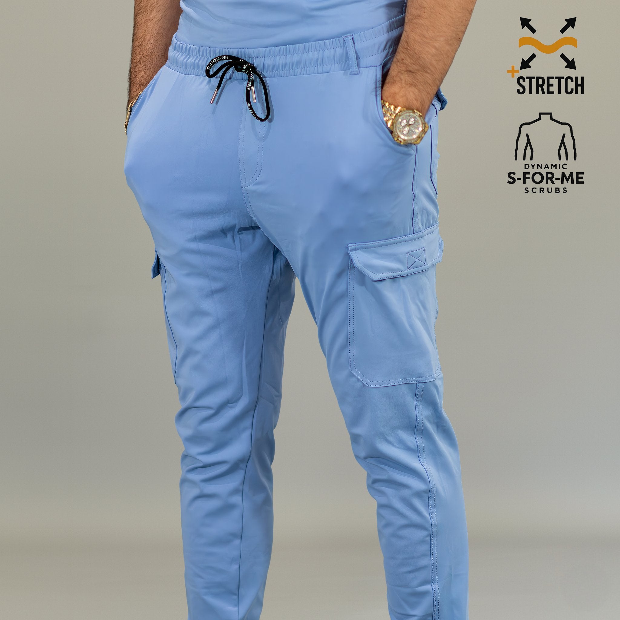 S-FOR-ME 901 men’s Sky Blue scrub pants side view