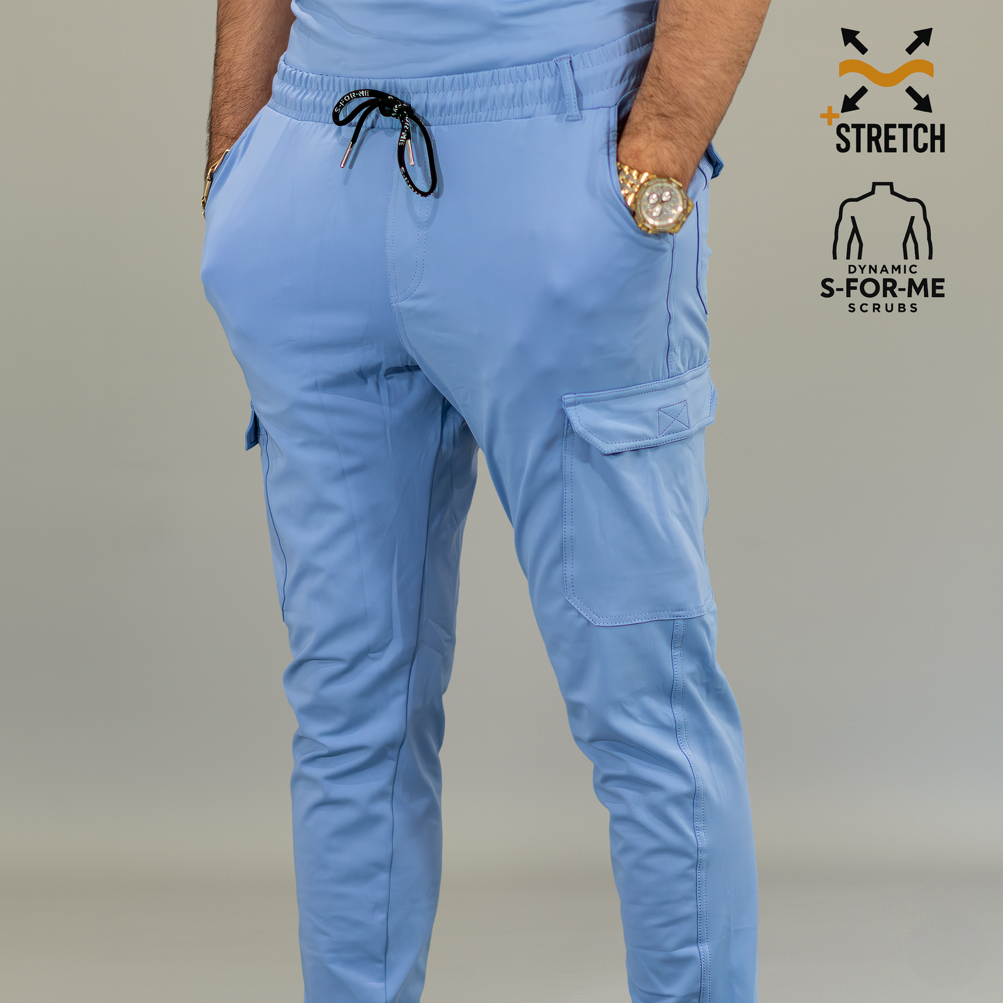 Men's Jogger Pants 901 Sky Blue Super Stretch, Scrubs 901