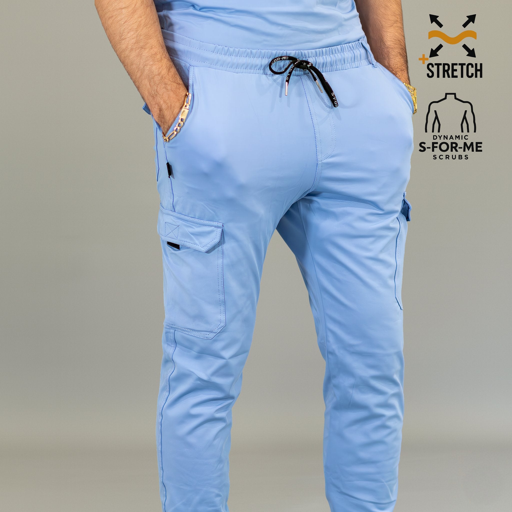 Men’s 901 Sky Blue scrub pants comfortable waistband detail