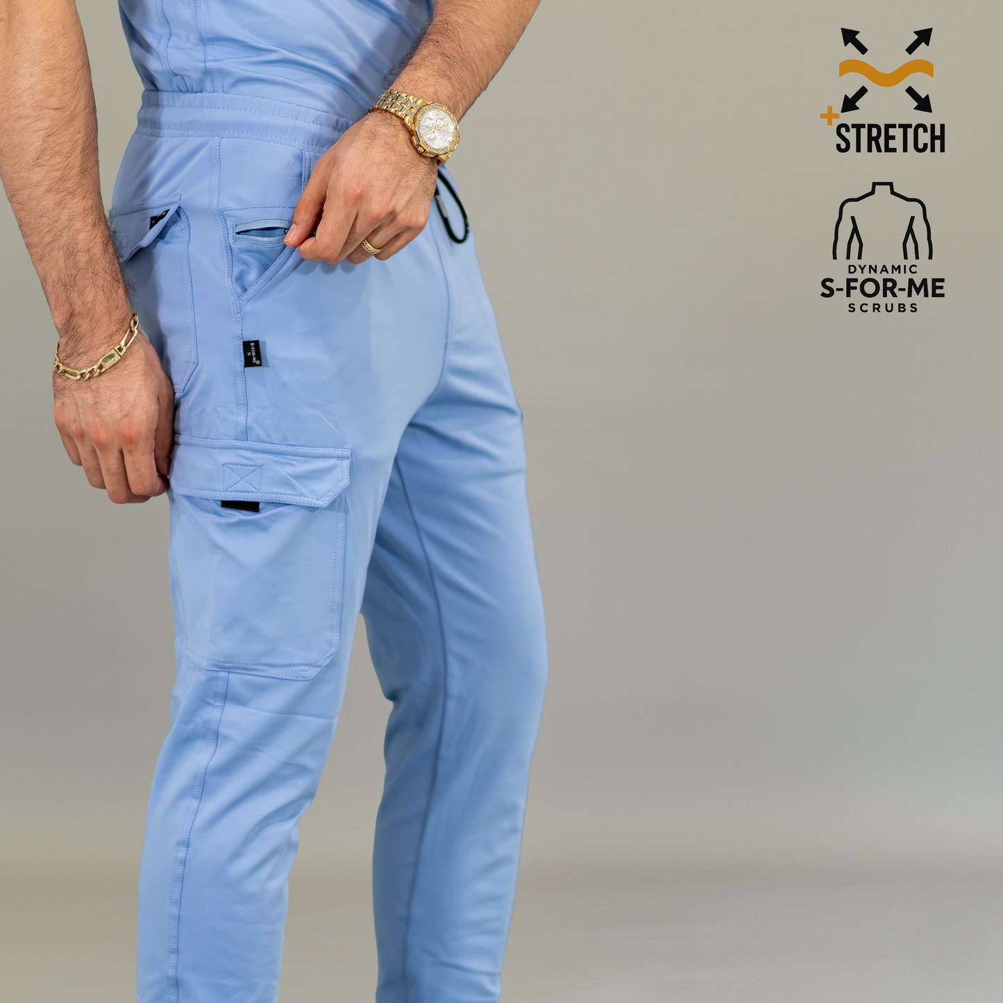 Men's Jogger Pants 901 Sky Blue Super Stretch, Scrubs 901